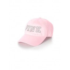 New Victoria&apos;s Secret PINK Baseball Cap Pink Silver Glitter Logo Adjustable  eb-36209638